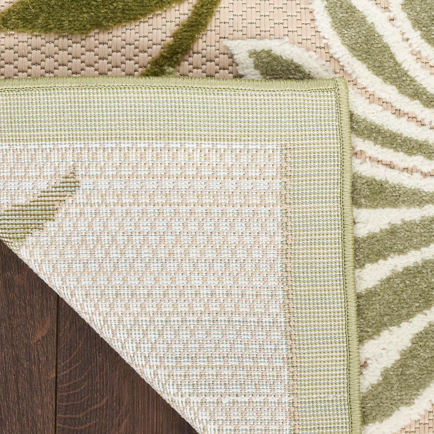 Nourison Home Aloha Ivory Green 6' x 9' Area Rug - Easy Clean, Non Shedding, Bed Room, Living Room, Dining Room, Kitchen (6' x 9')