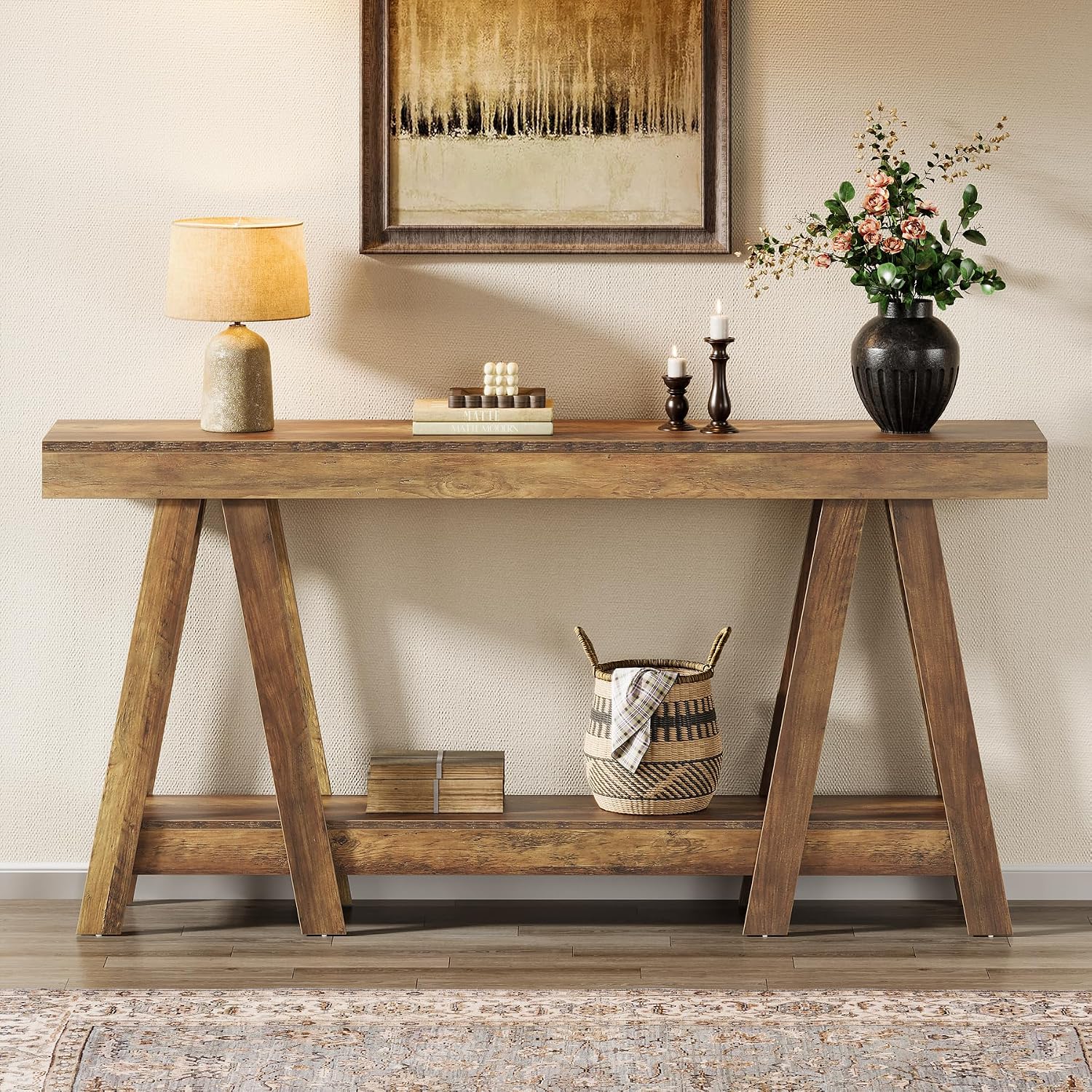 Tribesigns 70.87' Farmhouse Console Table, 2-Tier Entryway Accent Table Behind Sofa for Living Room, Entrance, Foyer