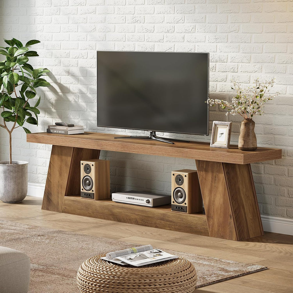 Tribesigns 63' TV Stand for 55/60/65/75-Inch TVs, Rustic Extra Long Media TV Console with Storage Shelve, Entertainment Center Television Stand for Living Room, Bedroom (Brown)