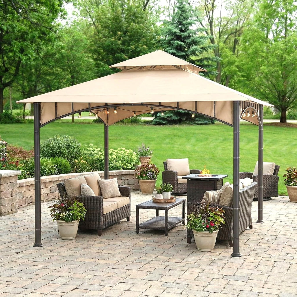 Garden Winds Durable Replacement Canopy Top Cover Compatible with The D-GZ136PST-N Summer Breeze 10' x 10' Gazebo - Classic Sand, 350