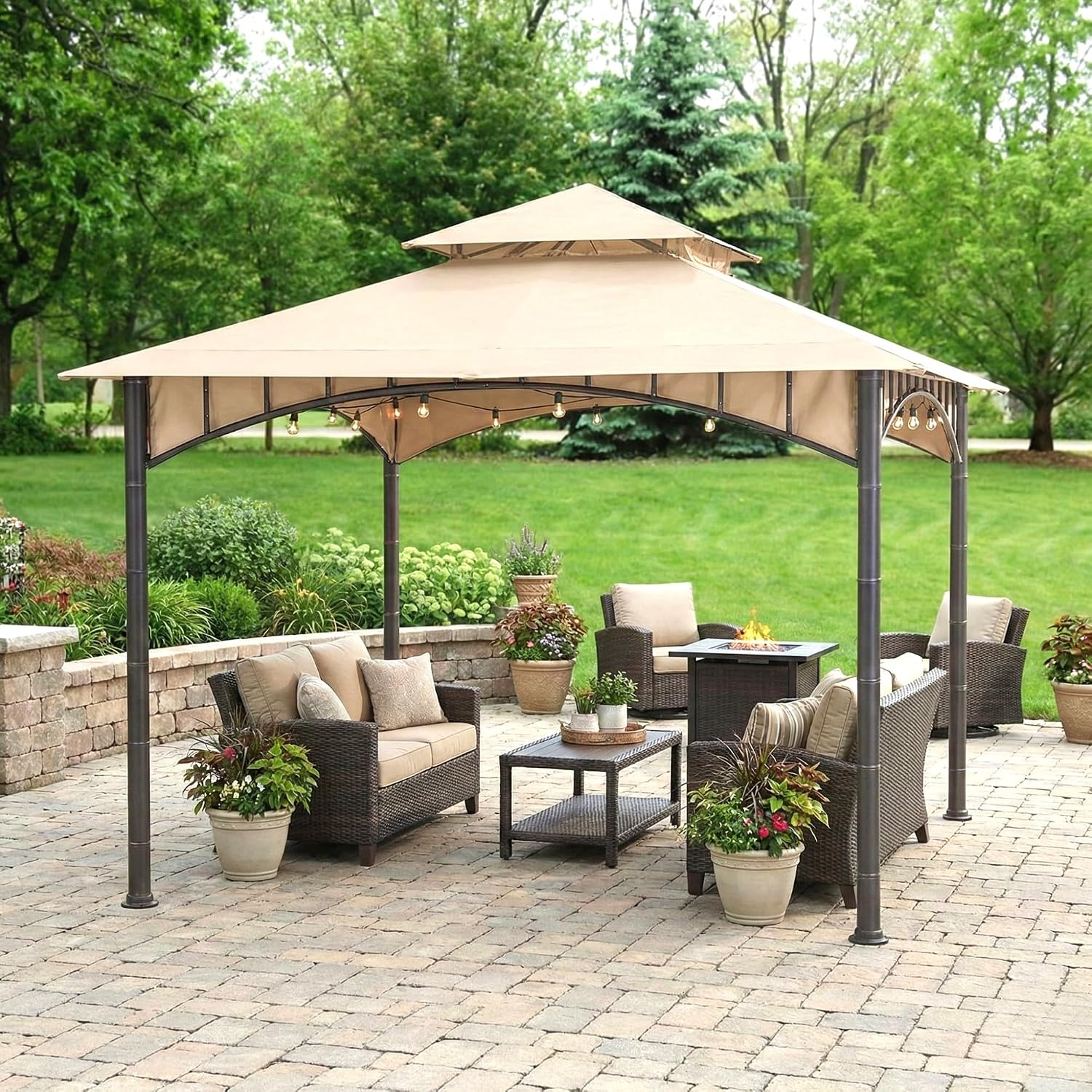 Garden Winds Durable Replacement Canopy Top Cover Compatible with The D-GZ136PST-N Summer Breeze 10' x 10' Gazebo - Classic Sand, 350