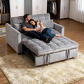 3-in-1 Convertible Sleeper Sofa Bed, 63' Modern Pull Out Couch with Adjustable Reclining Backrest - Velvet Fabric Loveseat for Living Room, Bedroom, Apartment (Gray)
