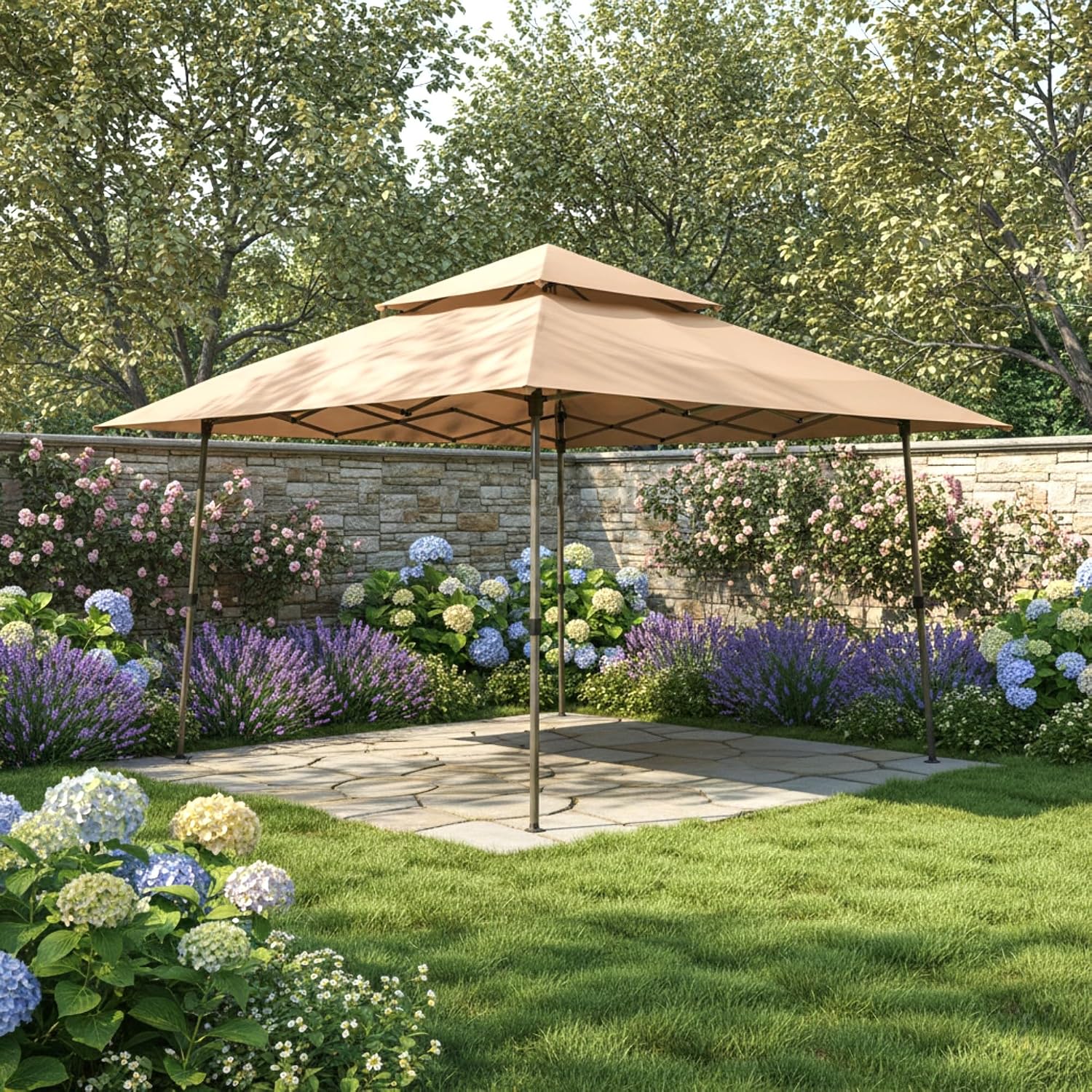 Garden Winds Reinforced Replacement Canopy Top Cover Compatible with The ZS1313GAZTB Z-Shade 13' x 13' Instant Shelter - Classic Sand, Riplock 350