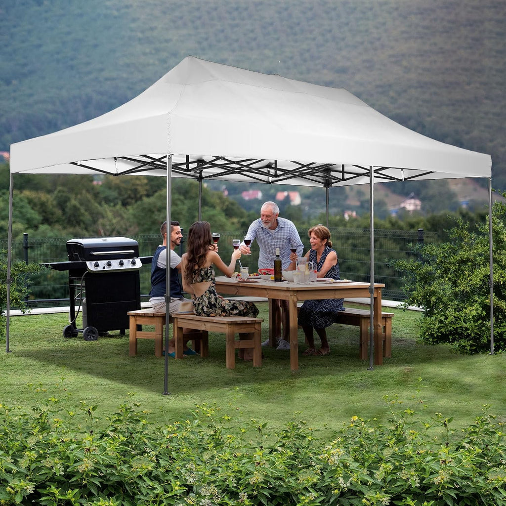 10x20 ft Pop up Canopy Tent, GDY Folding Heavy Duty Height Adjustable Shelter Gazebos with Wheeled Bag, White.