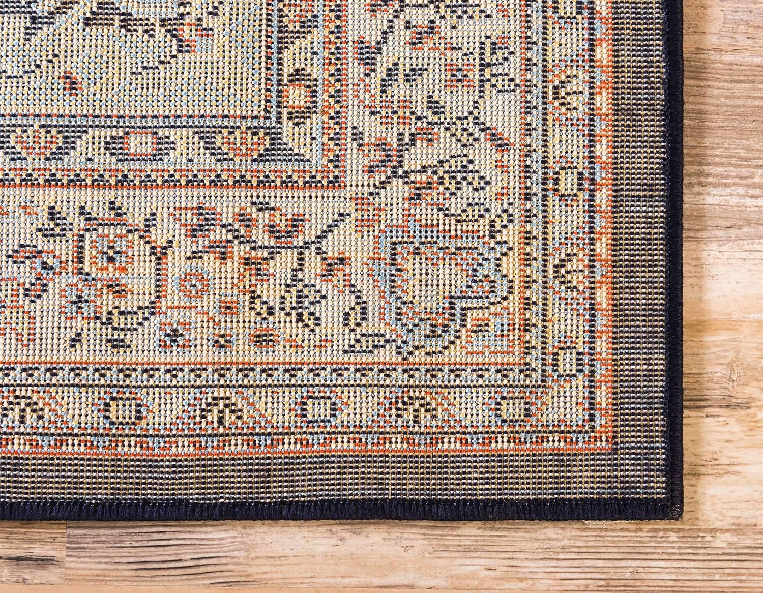 Unique Loom Reza Collection Traditional Persian Style Area Rug, 9 x 12 ft, Navy Blue/Ivory