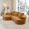 Christopher Knight Home Carden 106' Curved Modular Sectional Sofa, Fabric Upholstered Comfy Sofa Couch with Chaise Lounge, Modern Cloud Couch with Deep Seat, No Assembly Required, Browish Orange