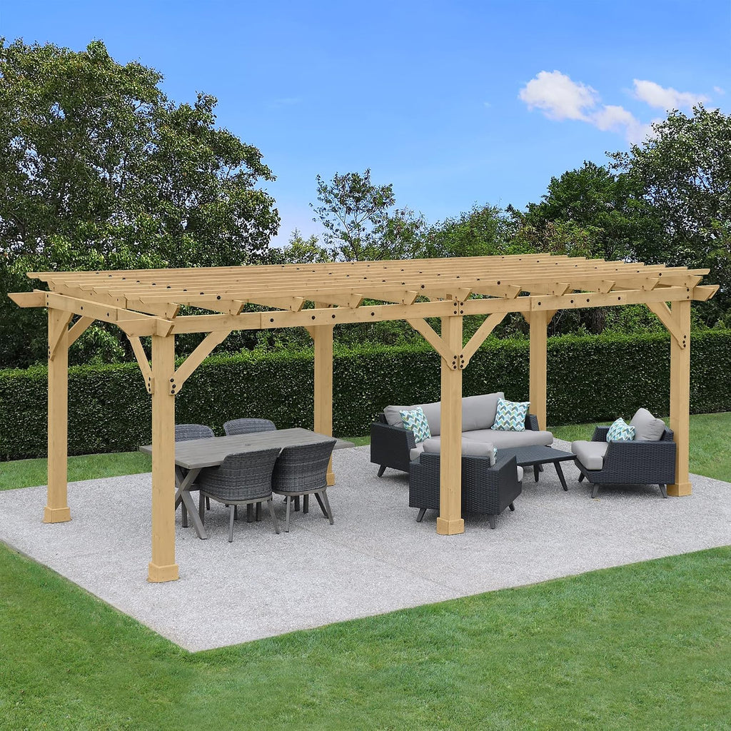 Yardistry 10 x 22 Meridian Cedar Wood Pergola for Patios, Decks, Garden, Backyard, Durable