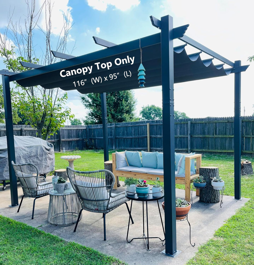 Pergola Shade Cover Replacement Canopy Top Compatible with 10 X 10 ft 6-Bar Pergola Frames - Gray (Canopy Size 116' W x 95' L, Canopy Top Only)