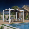 PURPLE LEAF Pergola Retractable Canopy White Patio Metal 10'X 13' Pergola for Backyard Deck Garden, Navy Blue