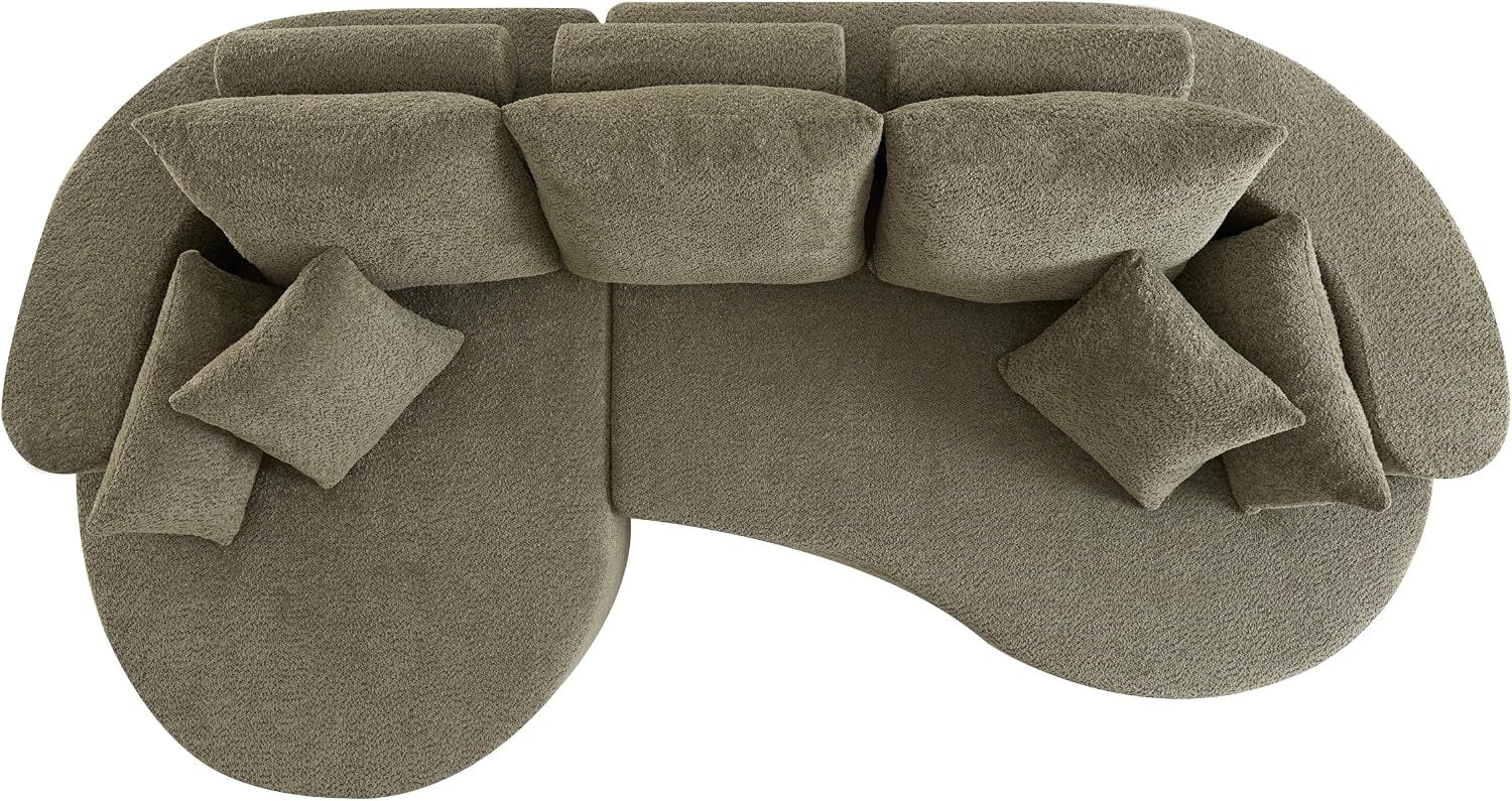 Christopher Knight Home Carden 106' Curved Modular Sectional Sofa, Fabric Upholstered Comfy Sofa Couch with Chaise Lounge, Modern Cloud Couch with Deep Seat, No Assembly Required, Olive Green