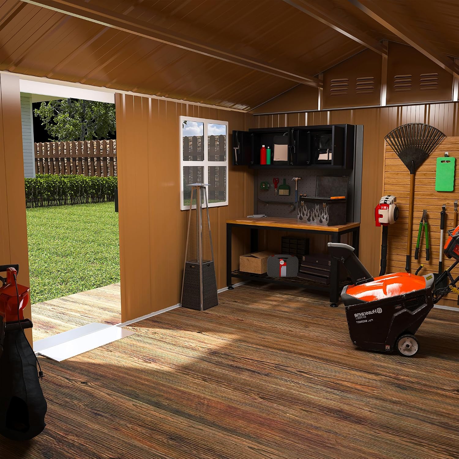 Leavader 12x8 FT Metal Storage Shed, Heavy-Duty Outdoor Matel Tool Shed with Windows, Lockable Door&Ventilation - Weatherproof Outdoor Garden Shed for Backyard, Lawn, Tool Organization