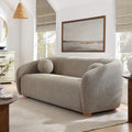 Modway Holland 85 Inch Minimalist Curved Back Sofa in Taupe – Chenille Fabric Sofa with Ball Throw Pillows and Wood Feet – Modern 3-Seater Couch for Living Room