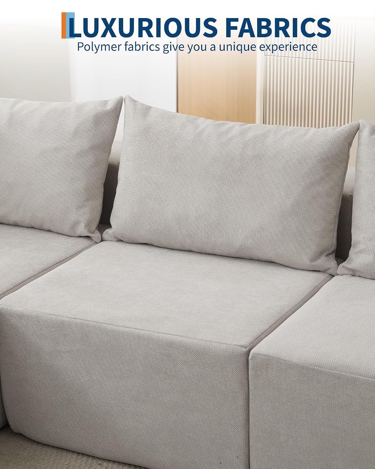 Garvee 108' Modular Sectional Sofa,Cloud Couch Sectional with Left Chaise | Compressed l Shaped Sofa for Living Room | Boneless Couch & Sofa Bed Design,No Assembly Required, Beige