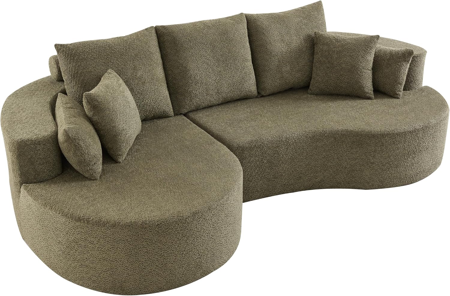 Christopher Knight Home Carden 106' Curved Modular Sectional Sofa, Fabric Upholstered Comfy Sofa Couch with Chaise Lounge, Modern Cloud Couch with Deep Seat, No Assembly Required, Olive Green