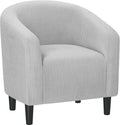 Yaheetech Accent Barrel Chair, Corduroy Fabric Club Chair, Furry Sherpa Elegant Armchair with Cozy Soft Padded for Living Room Bedroom Reception Room Office, Light Gray