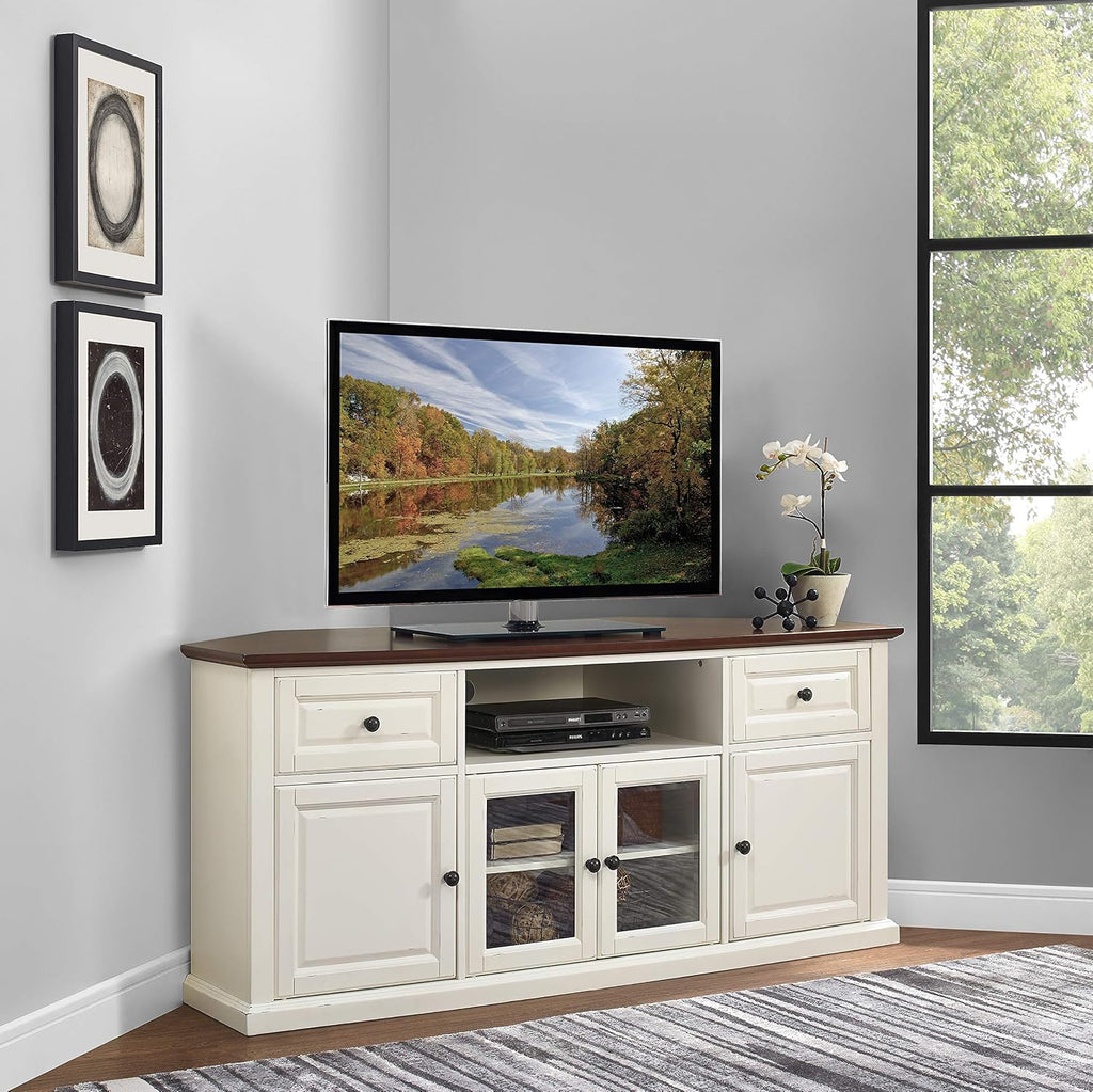 Crosley Furniture Shelby TV Stand for 65+ inch TVs, Entertainment Center with Adjustable Storage Shelves, White