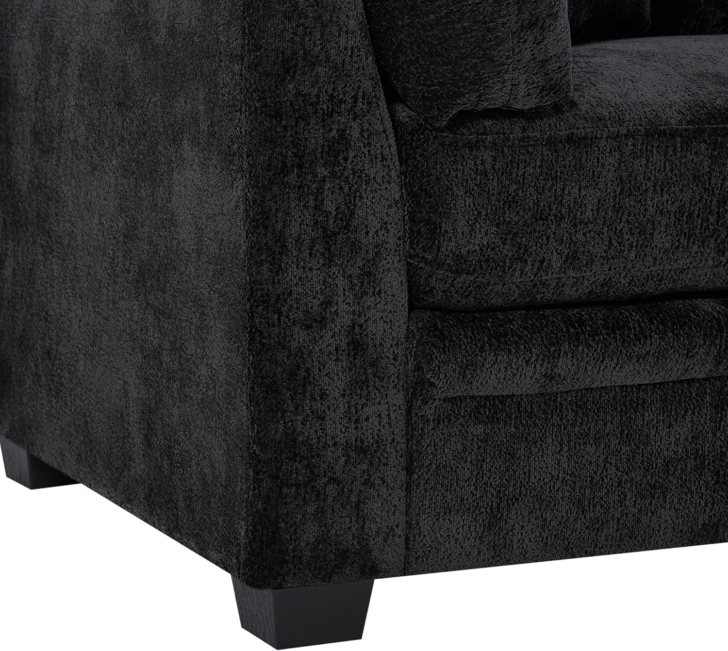 Christopher Knight Home Masie Chenille Upholstered 3 Seater Sofa Couch, Wooden Home Sofa Living Room, Comfy Cloud Couch for Bedroom, Home Office, Black