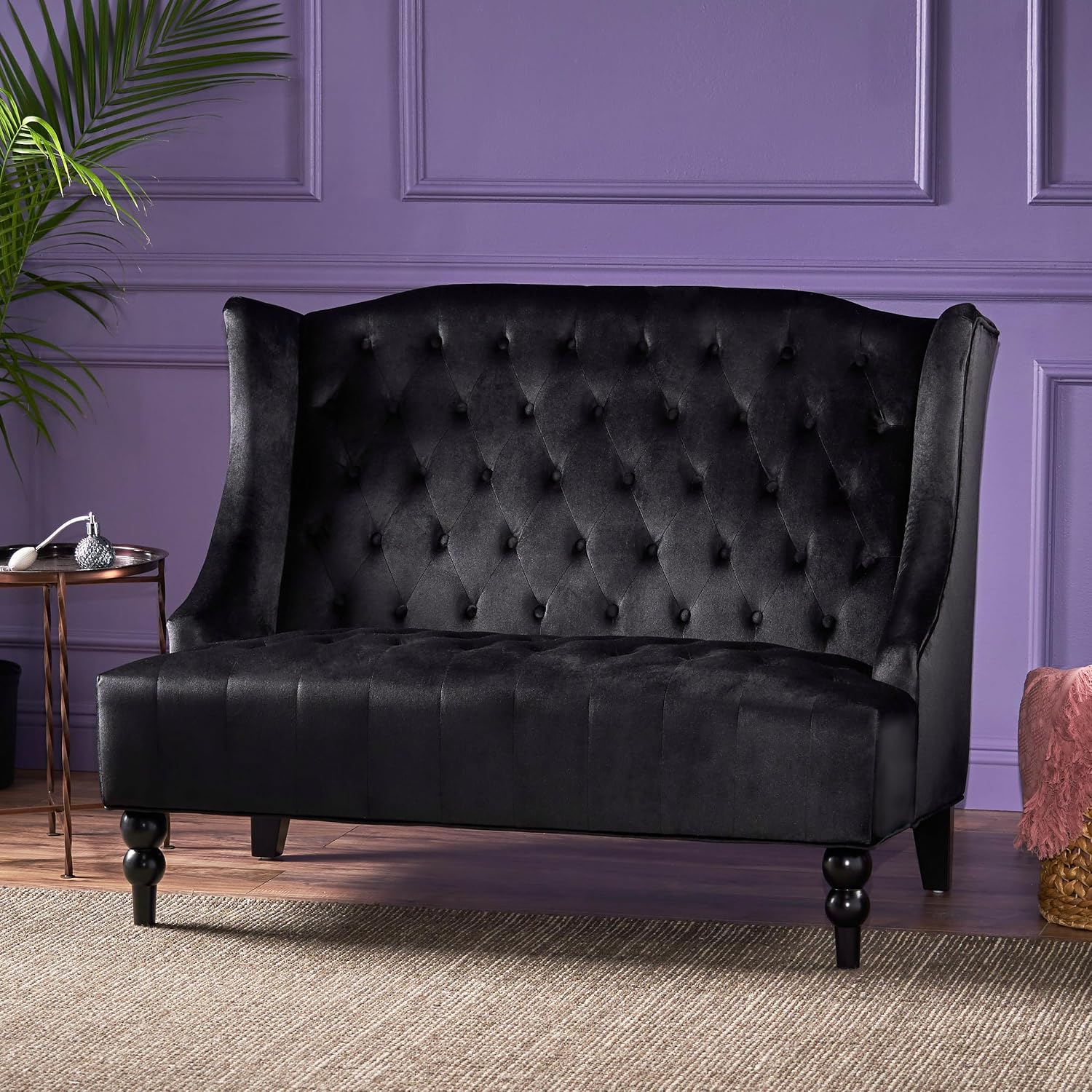 Merax Loveseat Sofa, Classic 2 Seater Couch for Living Room Bedroom Office, Black