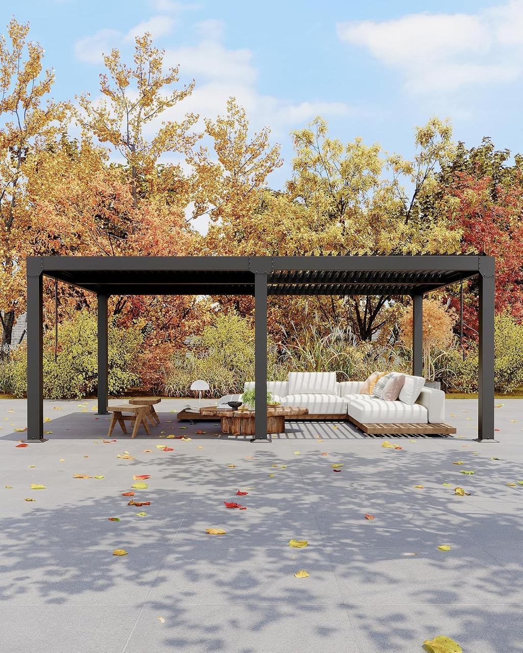 Louvered Pergola 10Ft x 20Ft - Adjustable Aluminum Hardtop Gazebo with Integrated Drainage, Waterproof Outdoor Patio Cover for Deck, Backyard