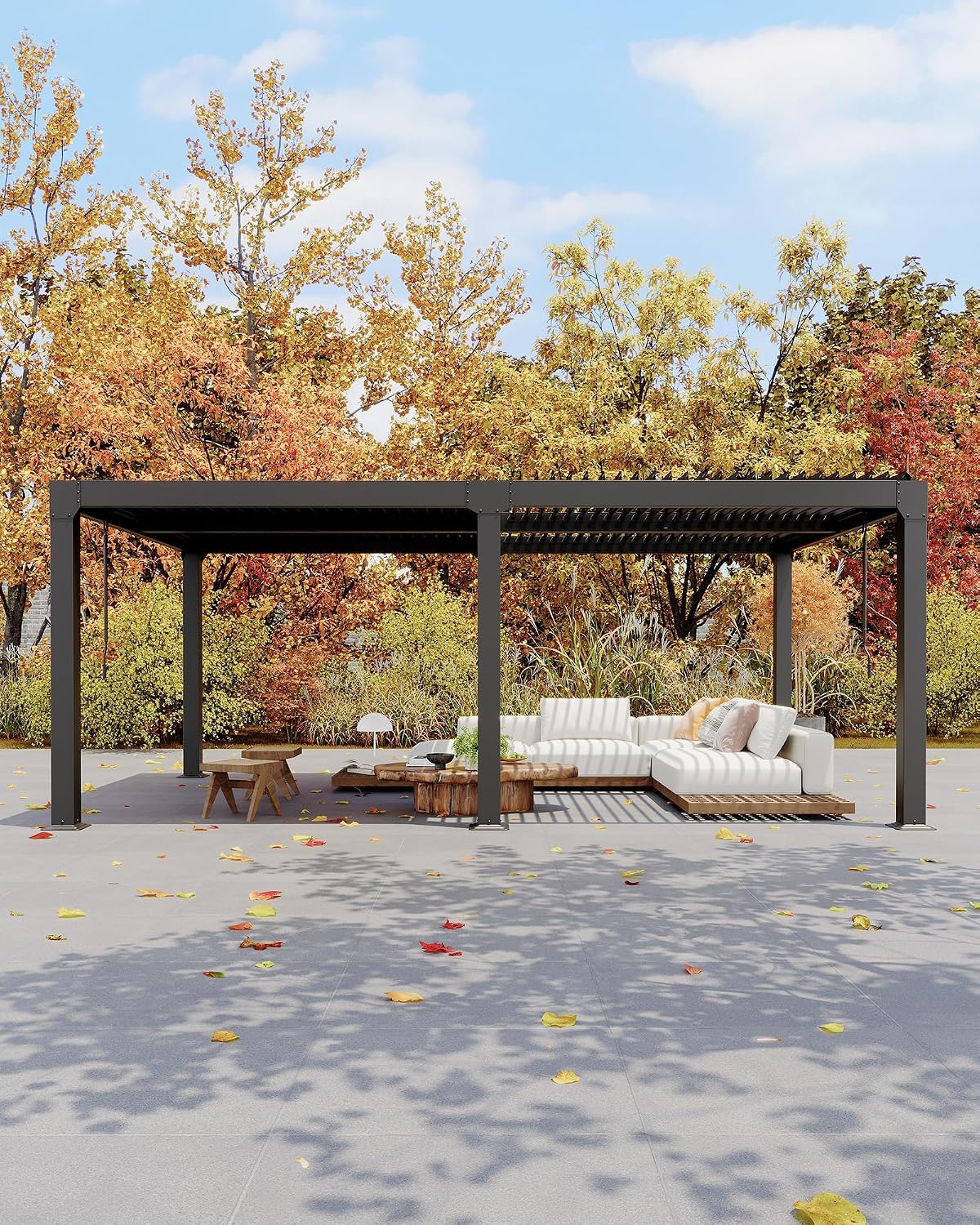 Louvered Pergola 10Ft x 20Ft - Adjustable Aluminum Hardtop Gazebo with Integrated Drainage, Waterproof Outdoor Patio Cover for Deck, Backyard
