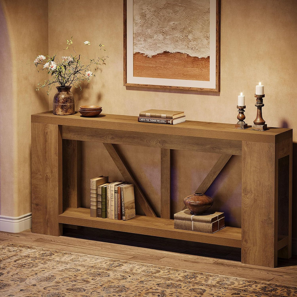 Tribesigns 70.9' Extra Long Entryway Table, Farmhouse Wood Console Tables with Storage Shelf, Modern Rustic Sofa Foyer Tables for Entryway, Behind Couch, Living Room, Entrance, Brown