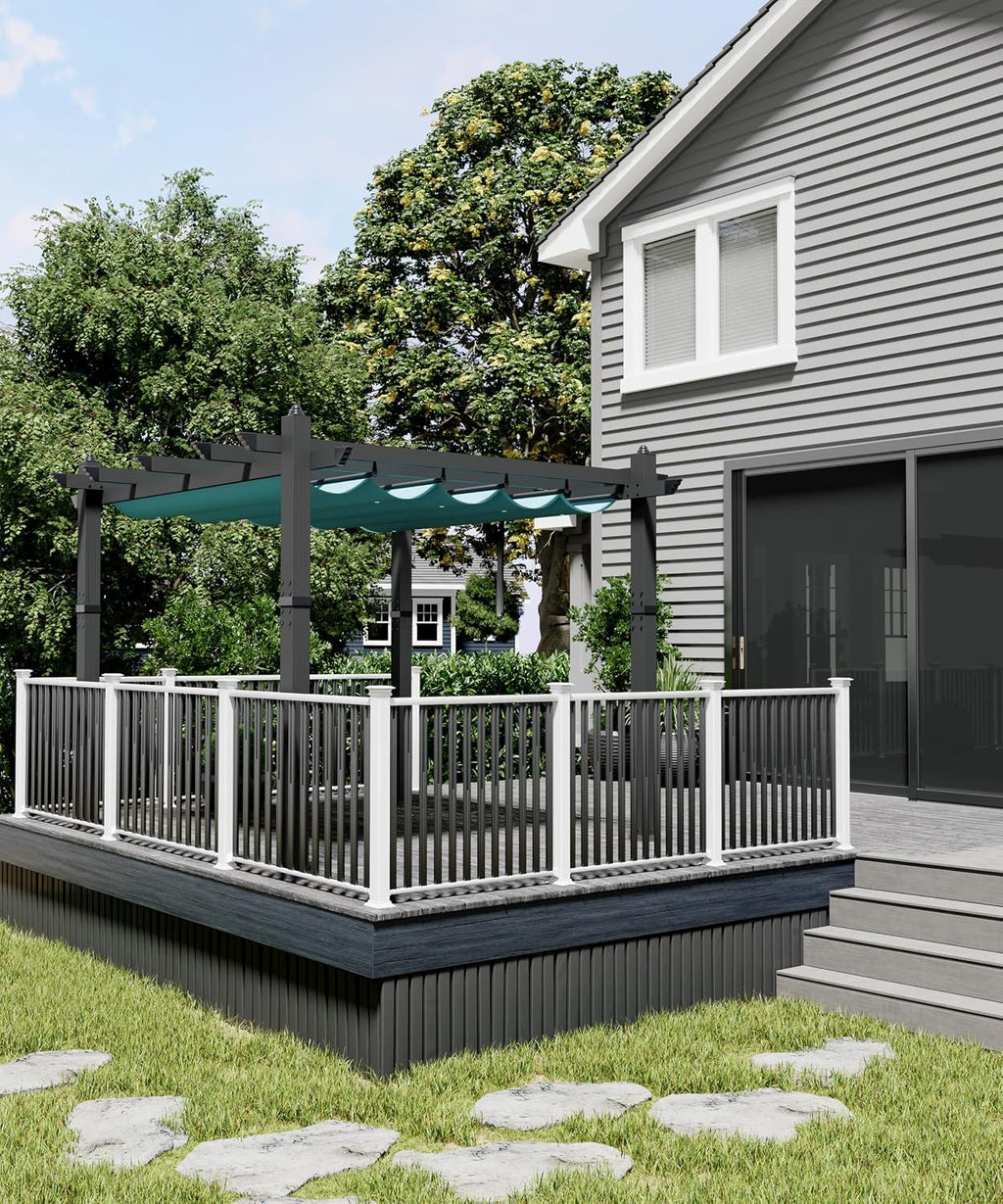 GarveeLife 10x10 ft Aluminum Pergola, Outdoor Metal Gazebo with Adjustable Canopy, Reinforced Frame Outdoor Shelter for Backyard, Patio, Garden and Deck - Blue