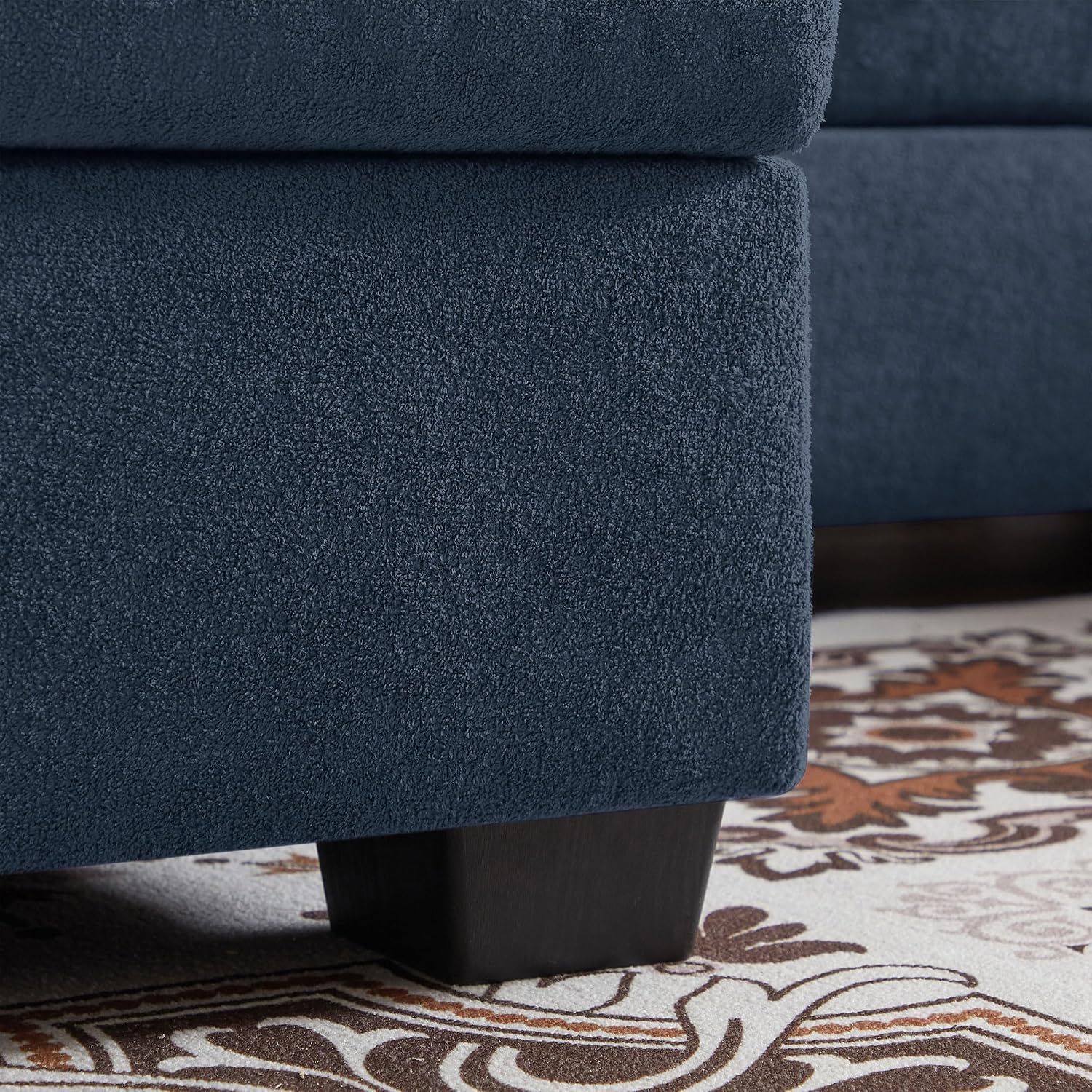 Sectional Cloud Couches for Living Room, 109' U Shaped 4 Seat Comfy Sofa with Double Chaises, Deep Seat Convertible Couch with 2 Layer Seat Cusions Waist Pillows Polyster Fabre, Blue