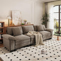 PHI VILLA Modern Modular Couches Sets, 123.6' Cloud Sectional Sofa with Upholstered Deep Seat, 3-Seater Couch for Living Room Small Spaces, Chenille Fabric, Smoky Grey