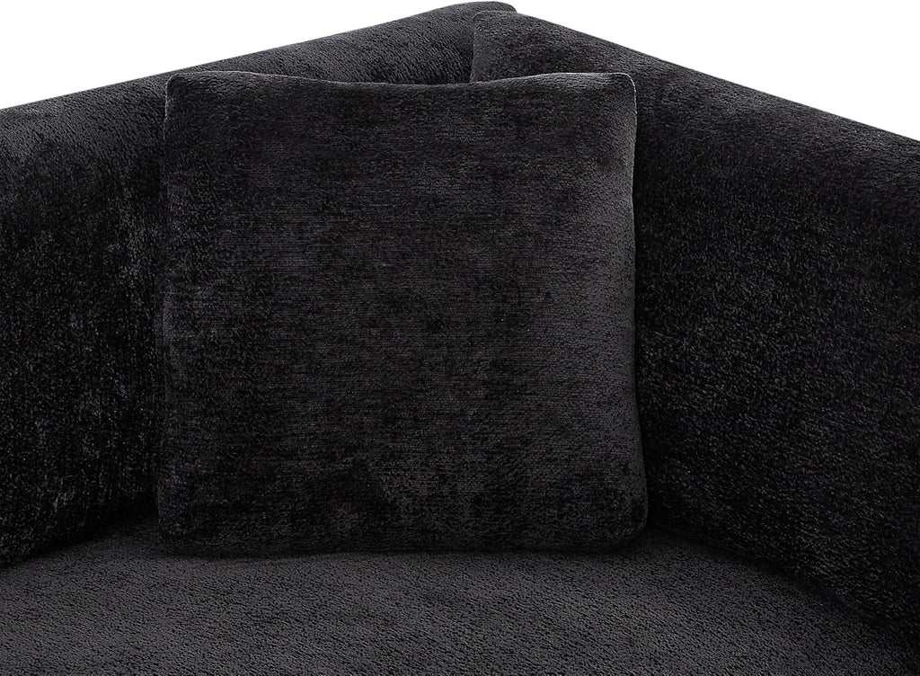 Christopher Knight Home Masie Chenille Upholstered 3 Seater Sofa Couch, Wooden Home Sofa Living Room, Comfy Cloud Couch for Bedroom, Home Office, Black