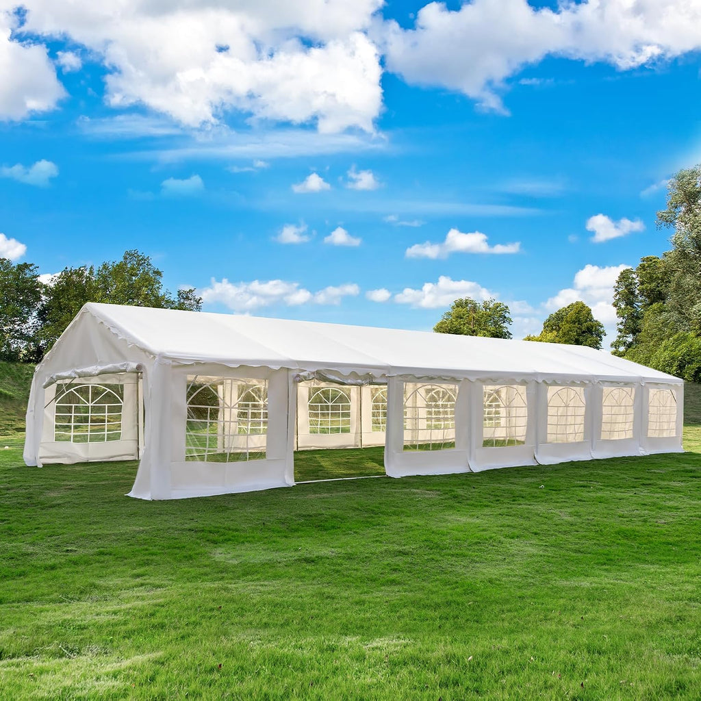 EROMMY 20x50FT Heavy Duty Party Tent, White Outdoor Event Canopy with Removable Sidewalls, Roll-up Doors & Storage Bags, Large Gazebo Shelter for Wedding, Commercial, and Backyard Use