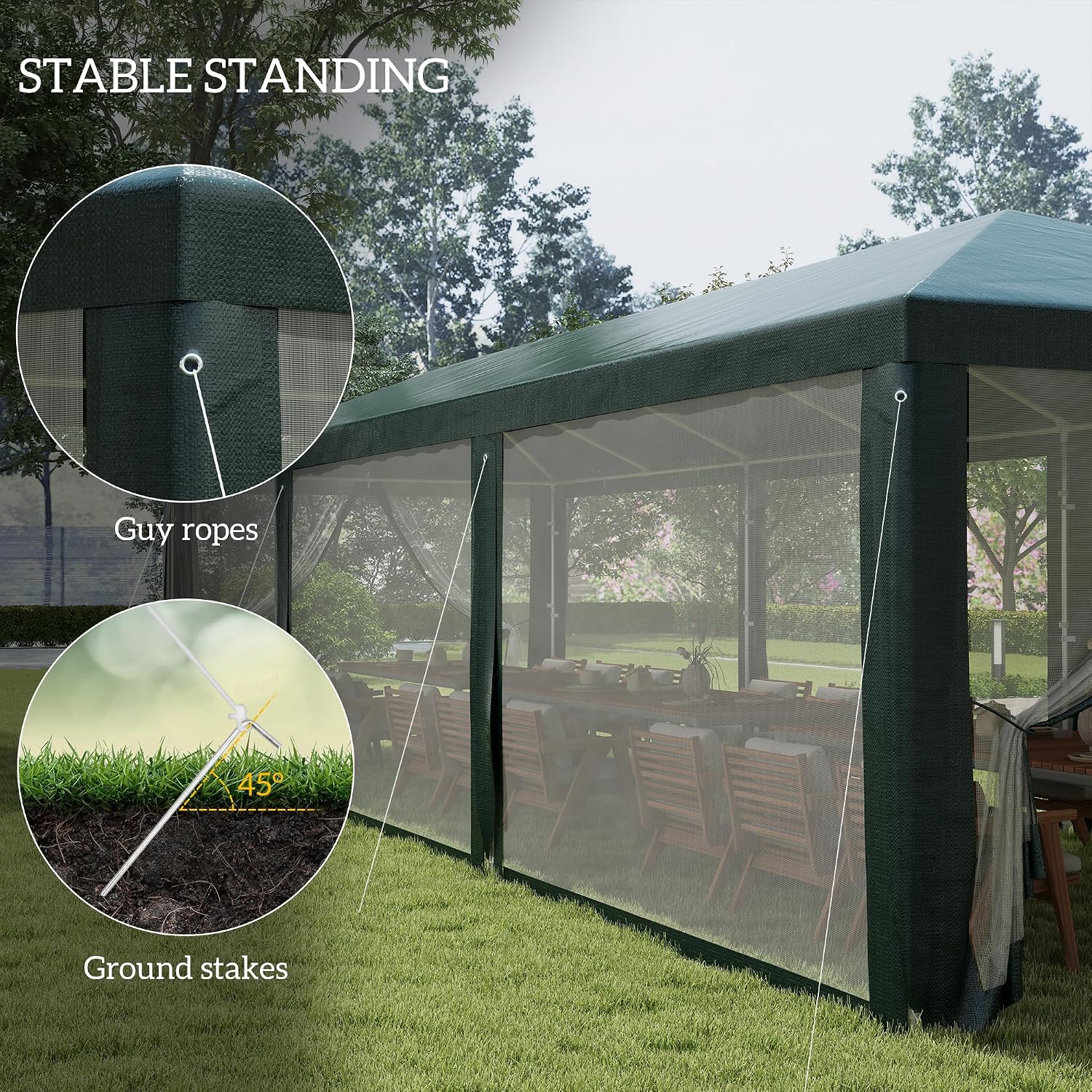 Outsunny 10' x 28' Party Tent, Outdoor Wedding Canopy & Gazebo with Removable Sidewalls, Shade Shelter for Events, BBQs, Green