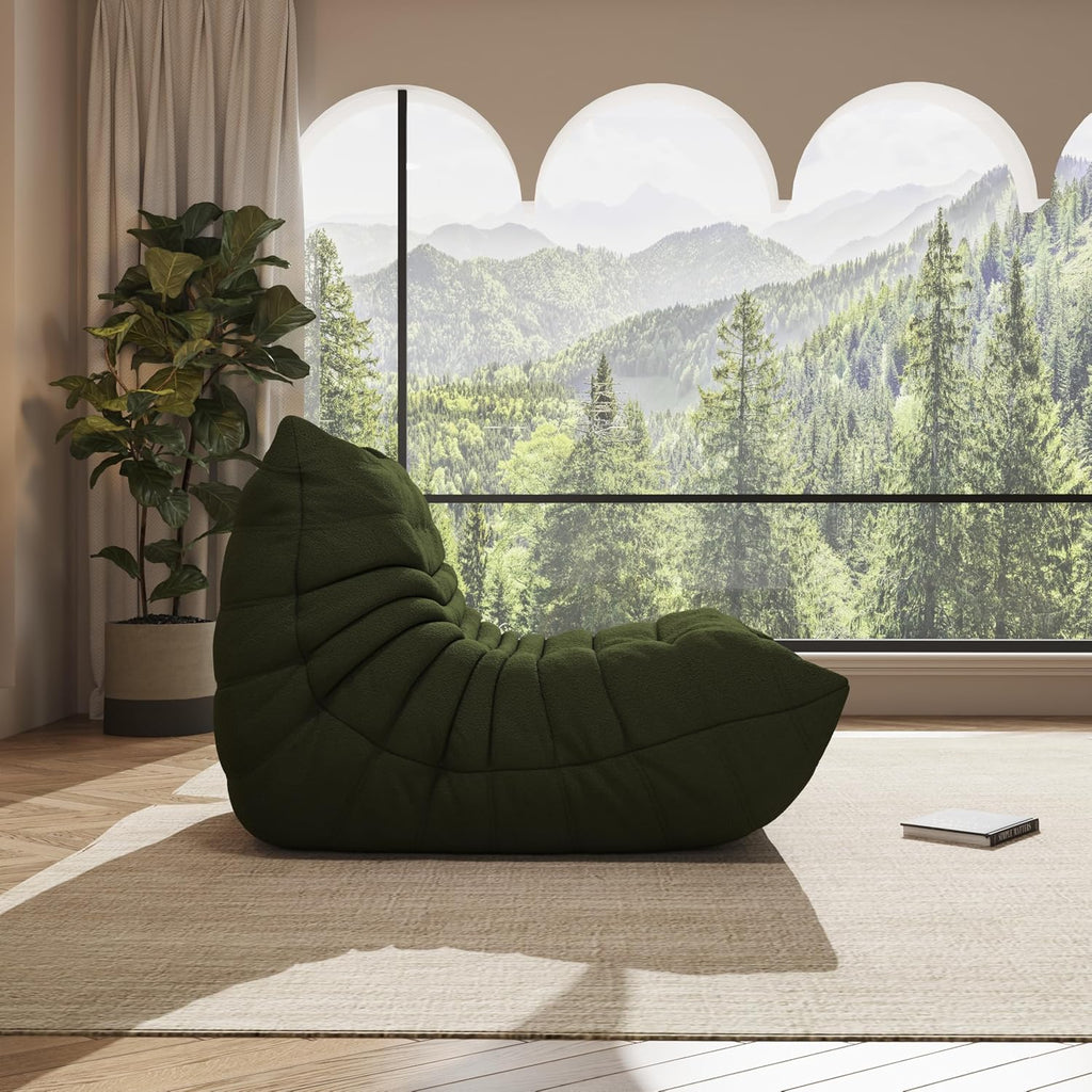 Bean Bag Chair for Adults, Comfy Floor Chair Memory Foam Bean Bag Chair, Cozy Lounge Floor Chair for Gaming, Reading & Relaxation, Small Foam Couch for Living Room, Bedroom (Mint Green, Single)