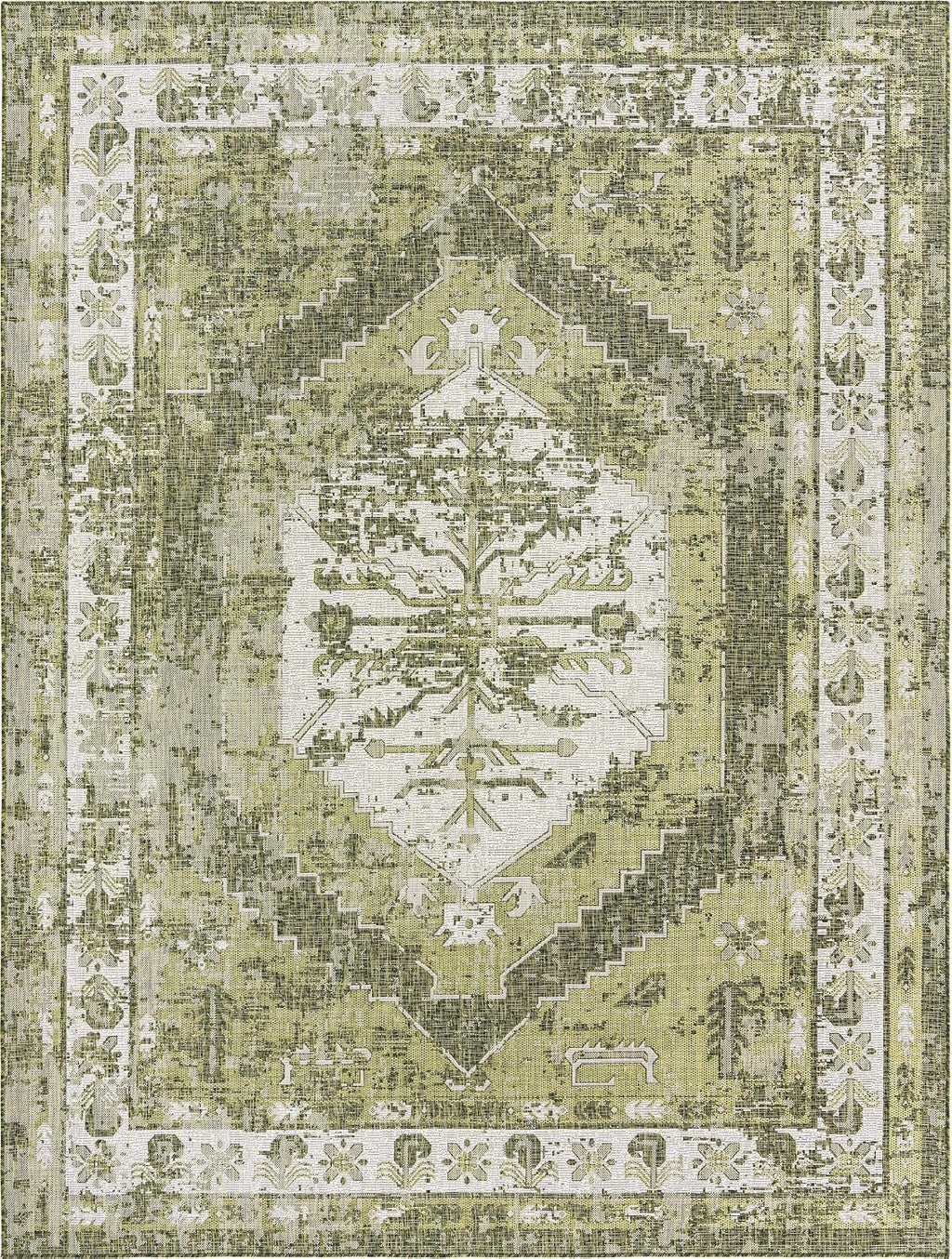 Unique Loom Outdoor Traditional Collection Area Rug - Valeria (9' x 12' 2' Rectangle, Green/ Light Green)