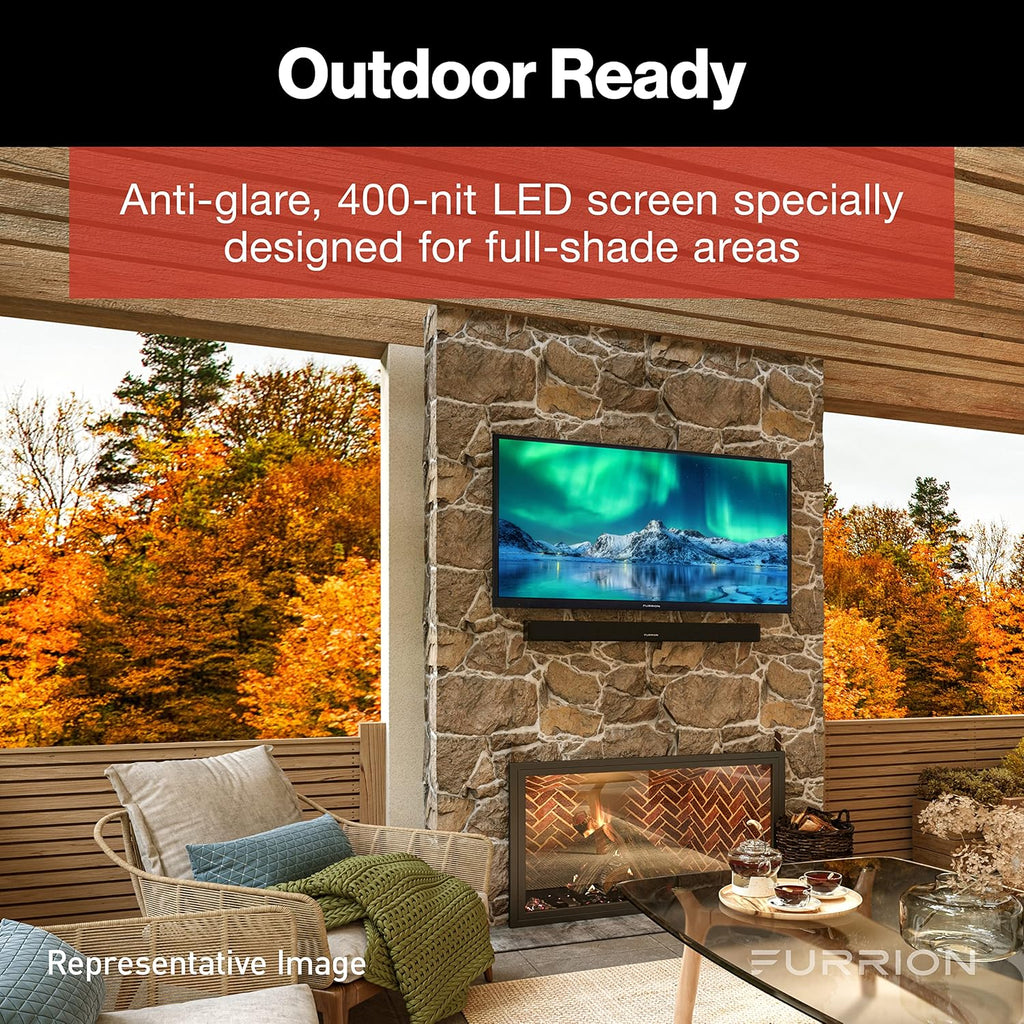 Furrion Aurora 43-Inch Full-Shade 4K LED Outdoor Smart TV - Weatherproof Outdoor Television w/ HDR10, Anti-Glare, 400-Nit LED Screen, Impact-Resistant Screen, External Antenna for Shaded Outdoor Areas