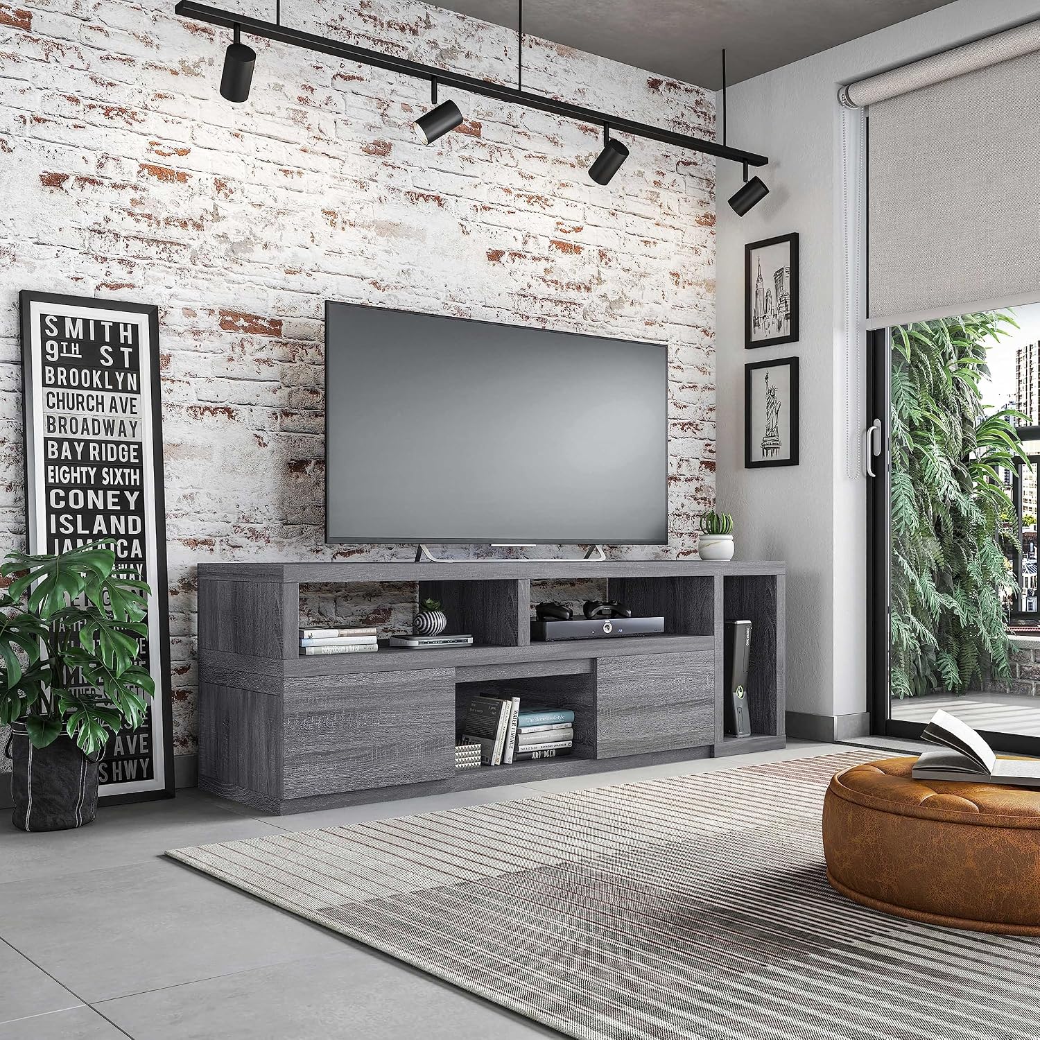 Adjustable TV Stand for 65 Inch TV, Modern TV Stand for Living Room with Storage, Expandable Base Entertainment Center Fits Screens up to 65' When TV is Measured Diagonally, Grey