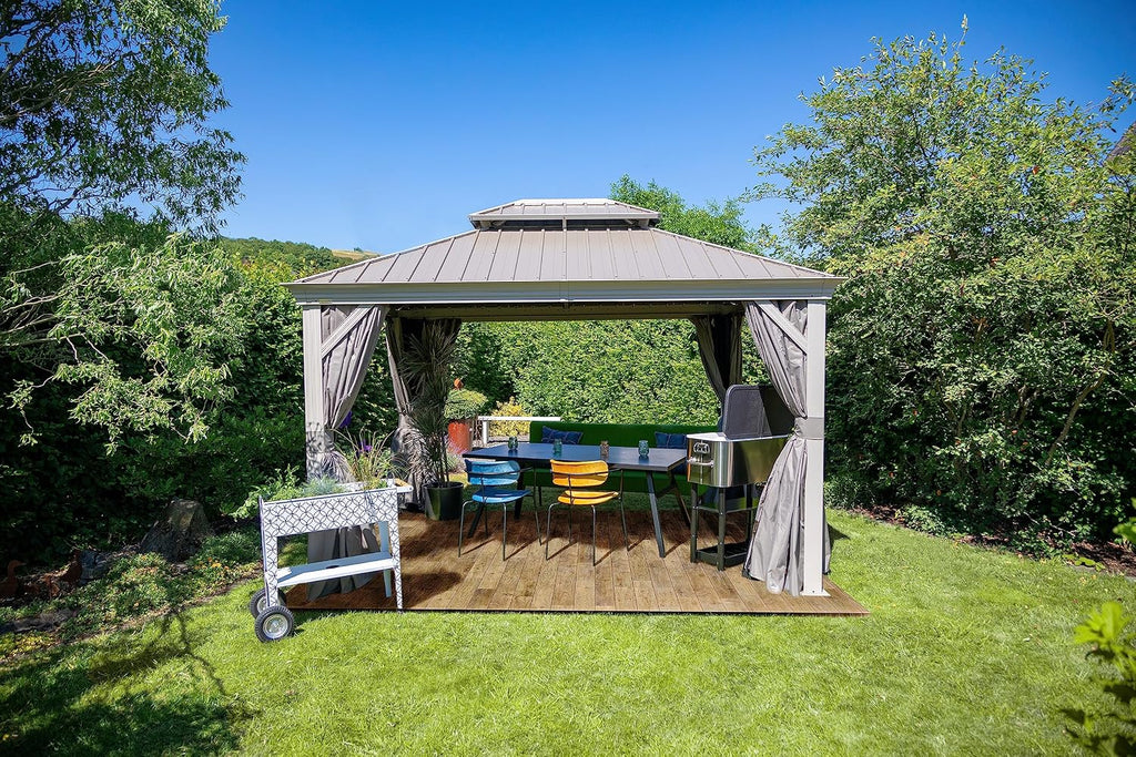 Sojag Taupe Curtains for Monaco/Messina/Mykonos Gazebos, 12 ft. x 12 ft., Spun, Outdoor Shades
