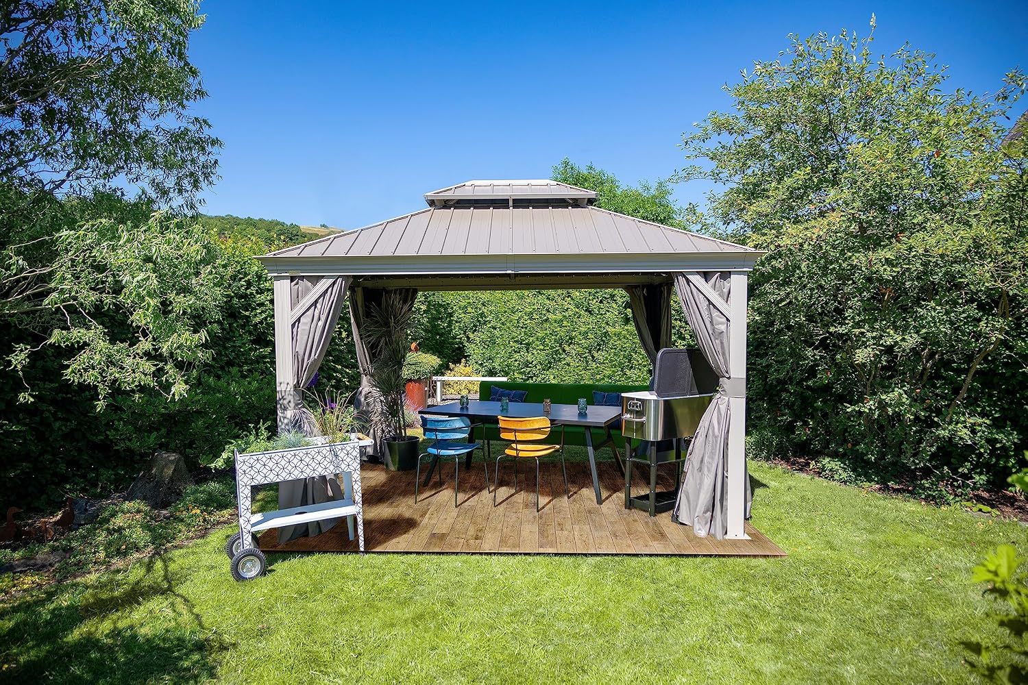 Sojag Taupe Curtains for Monaco/Messina/Mykonos Gazebos, 12 ft. x 12 ft., Spun, Outdoor Shades