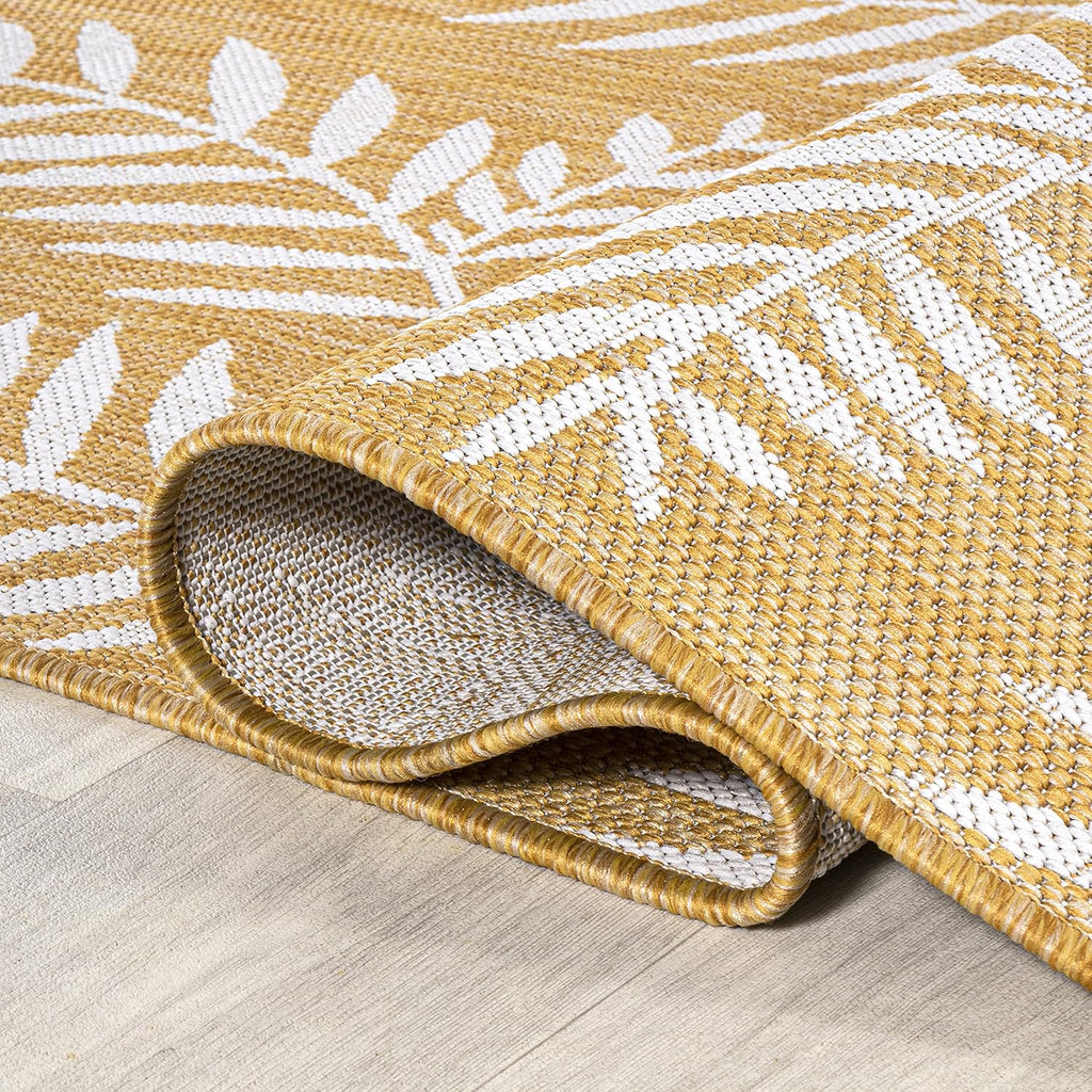 JONATHAN Y Palm Frond Indoor Outdoor Area Rug 9X12 Yellow/Cream, Nevis for Backyard, Patio, Porch, Easy-Cleaning, High Traffic, Pet-Friendly, Non-Shedding (SMB119C-9)