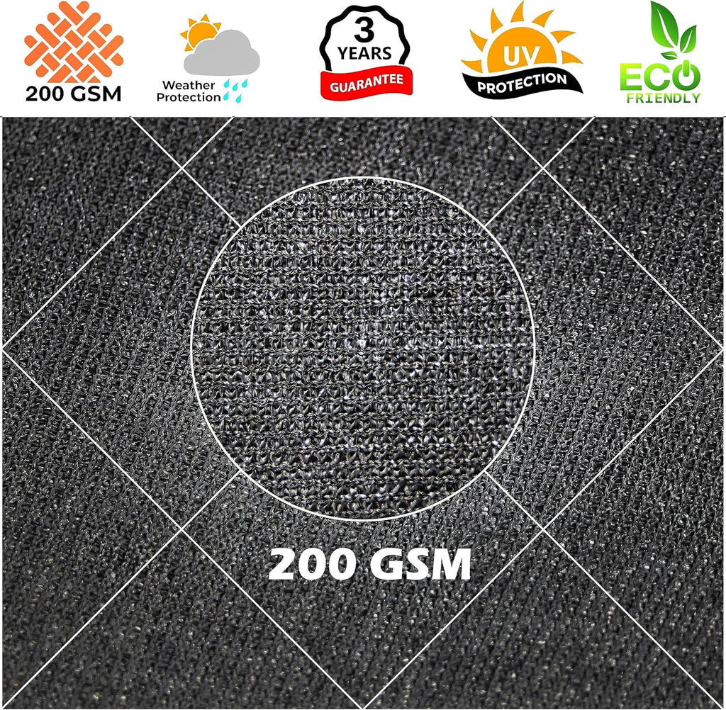 Royal Shade 12' x 13' CBlack Rectangle Square Sun Shade Sail Order to Make RTAPR0814 Canopy, UPF50+ 95% UV Blockage, 200GSM Commercial Standard Heavy Duty, 3 Years Warranty (We Make Custom Size)