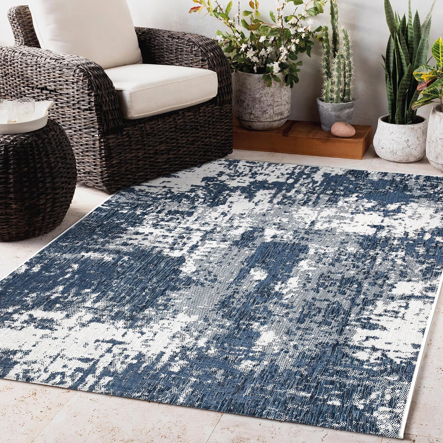 Keen Home Design Terrace Outdoor Area Rug - 9x12 Washable Indoor/Outdoor Rug for Patio, Kitchen, Balcony, Beach, Garden, Deck and Porch, Size: 8'10'x12'