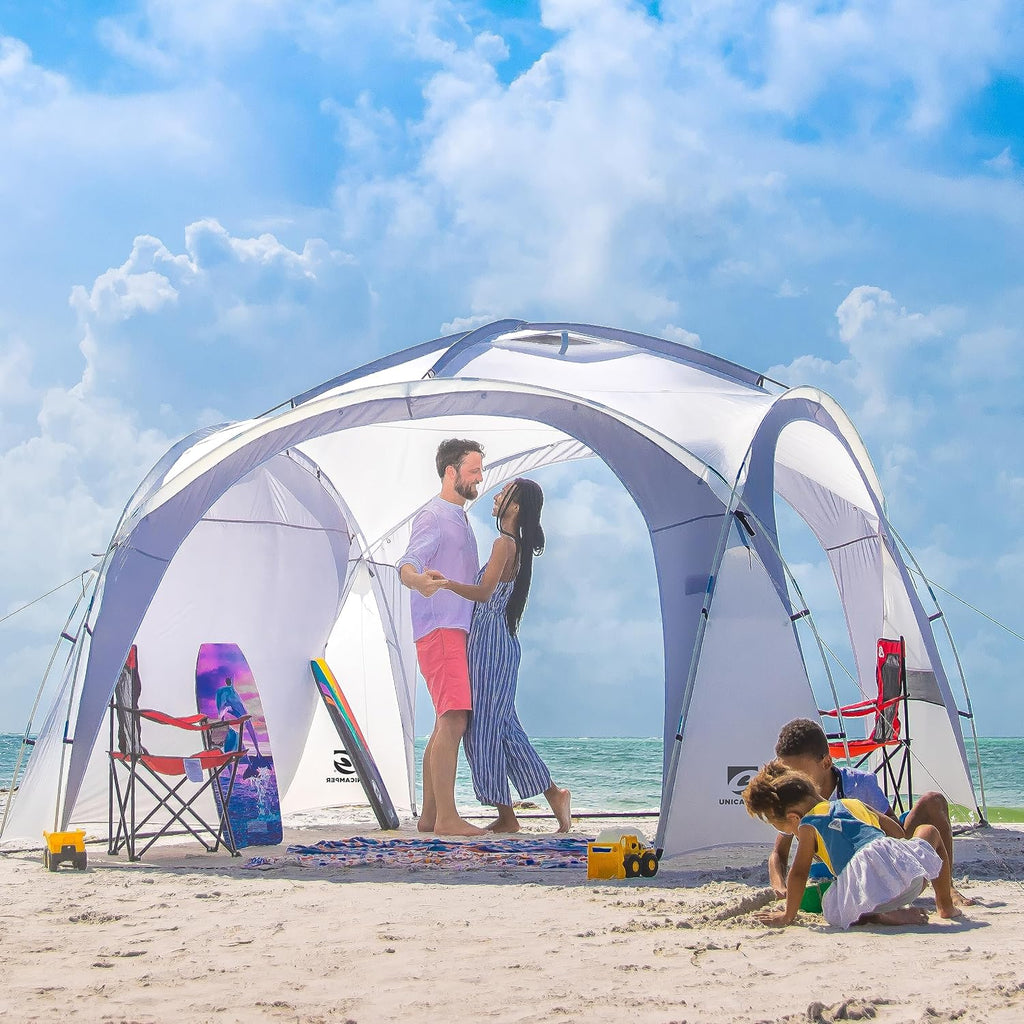 UNICAMPER Beach Tent 12 X 12ft Large UPF50+ Pop Up Canopy with 2-Pcs Side Wall