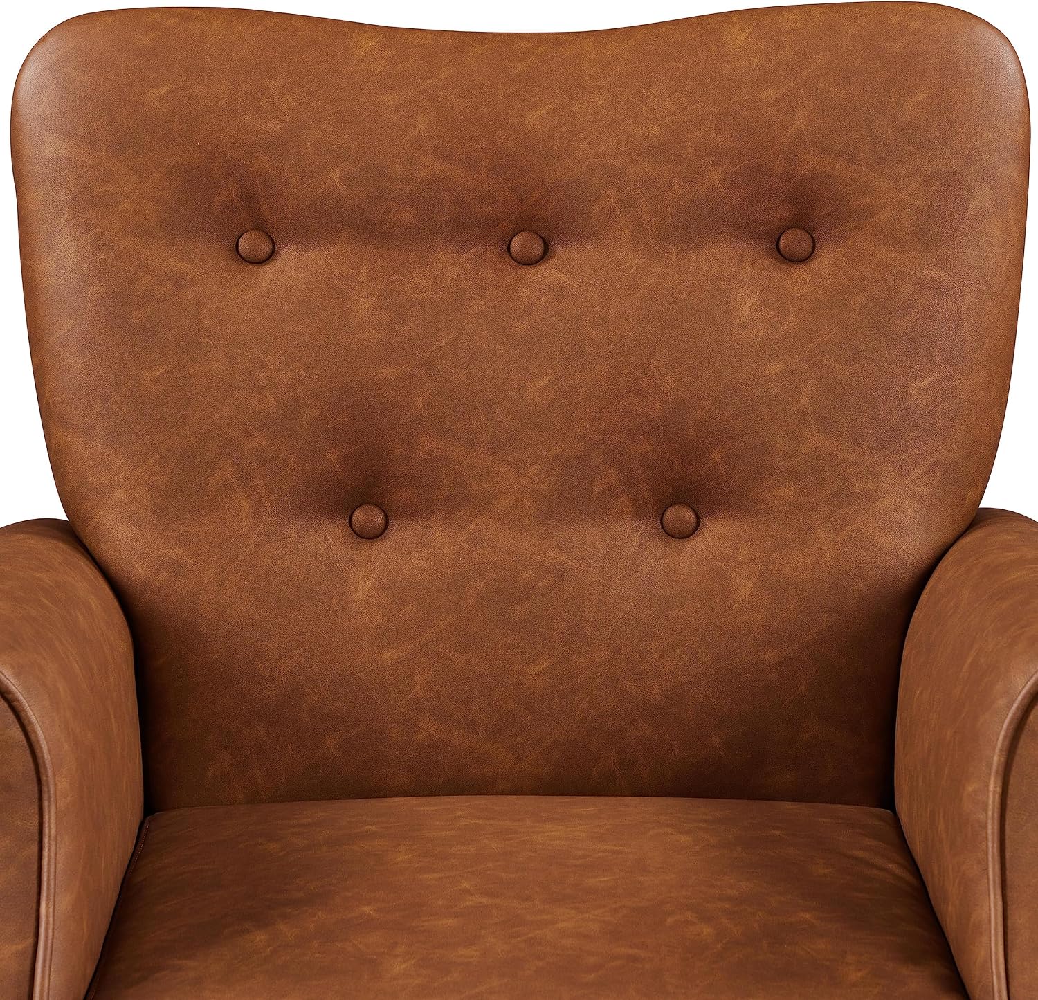 Yaheetech Modern Armchair, Mid Century PU Leather Accent Chair with Sturdy Wood Legs and High Back for Small Space, Upholstered Club Sofa for Living Room/Bedroom, Set of 2, Retro Brown