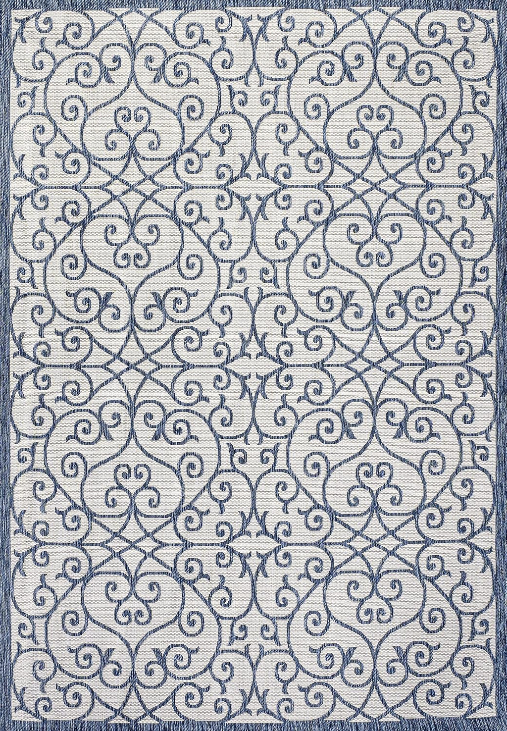 JONATHAN Y Vintage Filigree Indoor Outdoor Area Rug 9X12 Blue/Cream, Madrid Textured Weave for Backyard, Patio, Porch, Easy-Cleaning, High Traffic, Pet-Friendly, Non-Shedding (SMB107F-9)