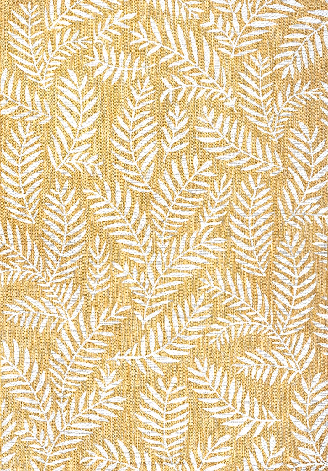 JONATHAN Y Palm Frond Indoor Outdoor Area Rug 9X12 Yellow/Cream, Nevis for Backyard, Patio, Porch, Easy-Cleaning, High Traffic, Pet-Friendly, Non-Shedding (SMB119C-9)