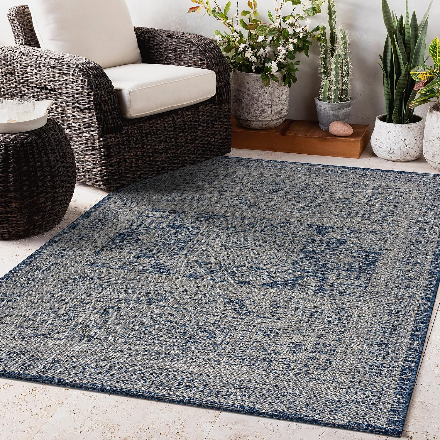 Keen Home Design Terrace Outdoor Area Rug - 9x12 Washable Indoor/Outdoor Rug for Patio, Kitchen, Balcony, Beach, Garden, Deck and Porch, Size: 8'10'x12'