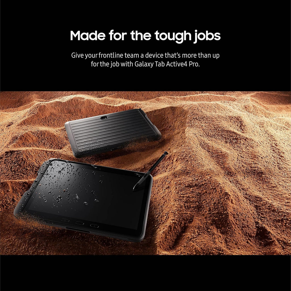 Samsung Galaxy Tab Active4 Pro 10.1' 64GB Wi-Fi Android Work Tablet, LTE Unlocked, 4GB RAM, Rugged Design, Sensitive Touchscreen, Long-Battery Life-for Workers, SM-T630NZKAN20, Black