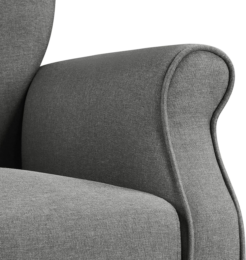 Yaheetech Modern Armchair, Mid Century Accent Chair with Sturdy Wood Legs and High Back for Small Space, Upholstered Fabric Sofa Club Chair for Living Room/Bedroom/Office, Set of 2, Dark Gray
