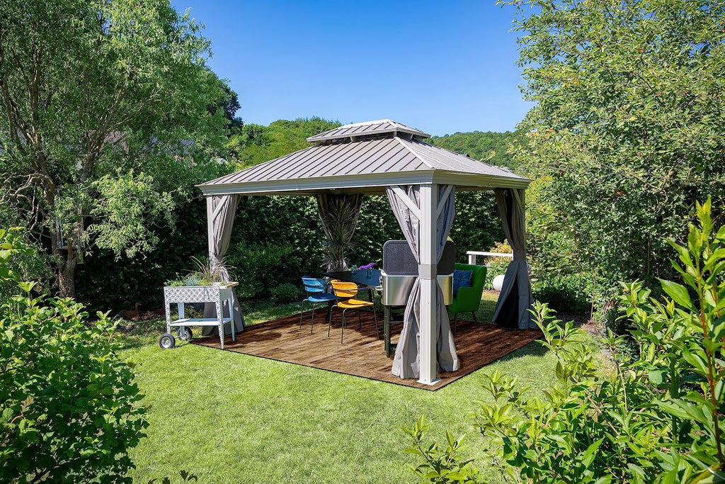Sojag Taupe Curtains for Monaco/Messina/Mykonos Gazebos, 12 ft. x 12 ft., Spun, Outdoor Shades