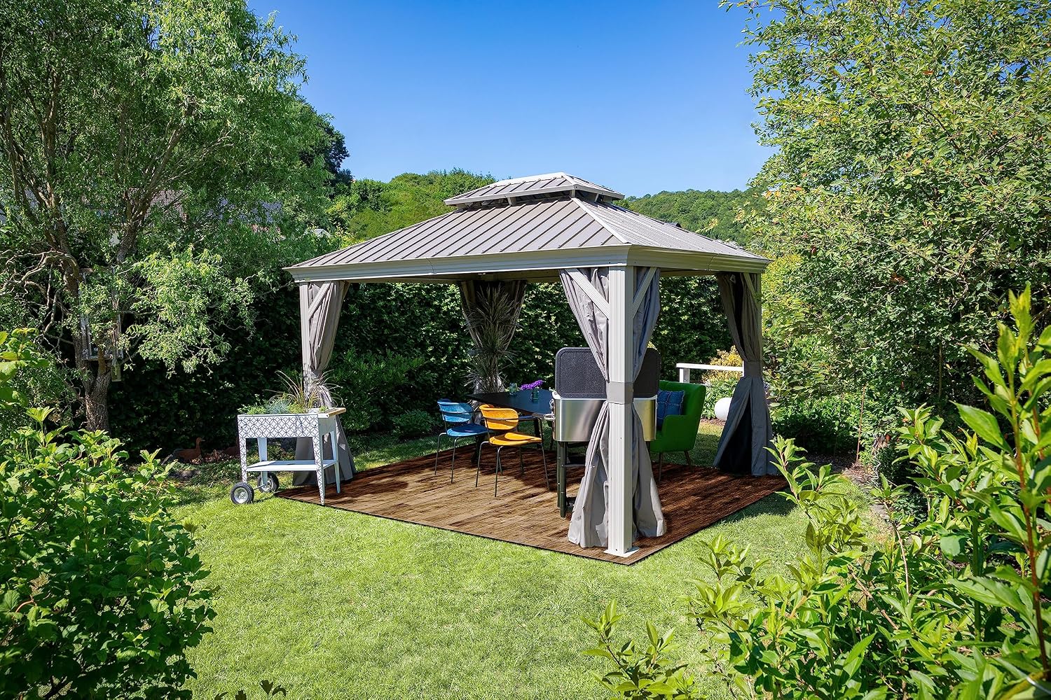 Sojag Taupe Curtains for Monaco/Messina/Mykonos Gazebos, 12 ft. x 12 ft., Spun, Outdoor Shades