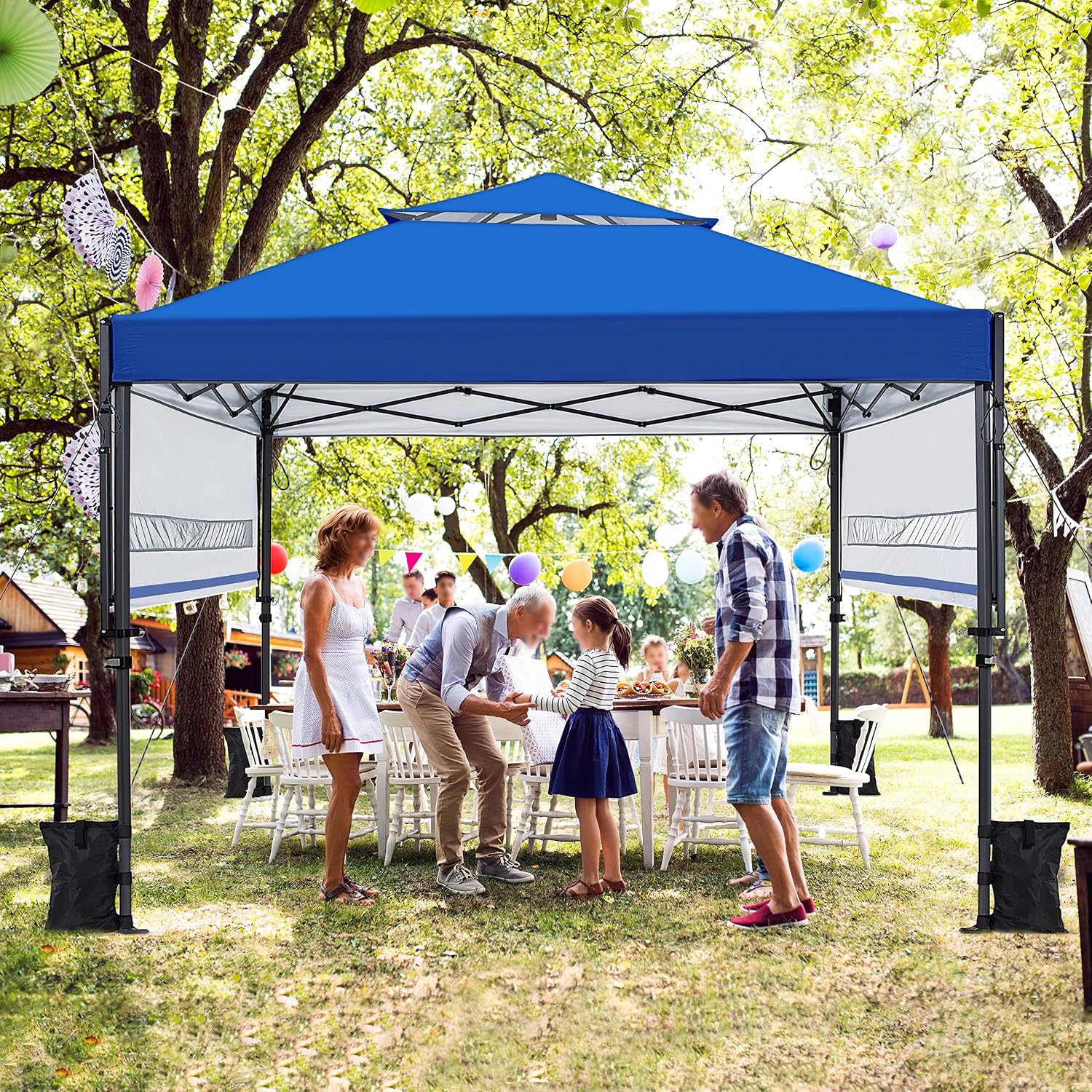 Topeakmart 10x17 Pop-up Gazebo Canopy 2-Tiered with Tilt Angle-Adjustable Double Awnings, Single-Person Setup Instant Canopy, Perfect for 12-18 People